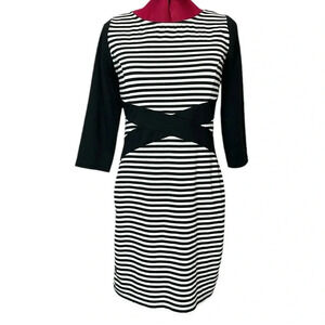 Philosophy Blues Original long sleeve stretch crisscross  midi sweater dress.